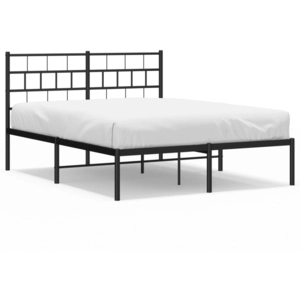 vidaXL Cadre de lit métal avec tête de lit noir 150x200 cm pas cher