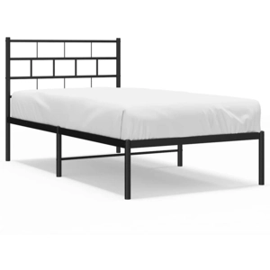 vidaXL Cadre de lit métal avec tête de lit noir 100x190 cm pas cher