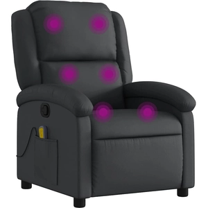 vidaXL Fauteuil de massage inclinable noir cuir véritable pas cher