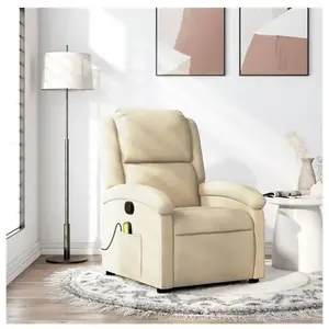 vidaXL Fauteuil de massage inclinable Crème Tissu pas cher