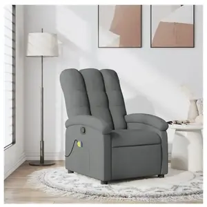 vidaXL Fauteuil de massage inclinable Gris foncé Tissu pas cher