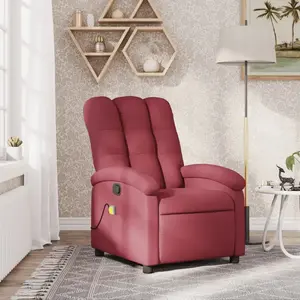 vidaXL Fauteuil de massage inclinable Rouge bordeaux Tissu pas cher