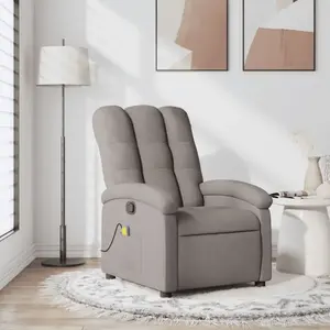 vidaXL Fauteuil de massage inclinable Taupe Tissu pas cher