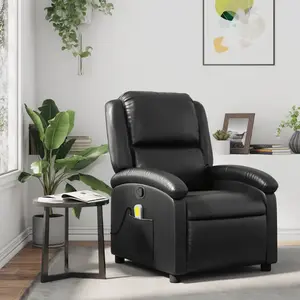 vidaXL Fauteuil de massage inclinable Noir Similicuir pas cher