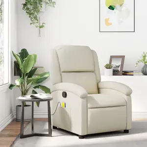 vidaXL Fauteuil inclinable de massage Crème Similicuir pas cher