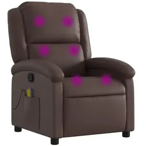 vidaXL Fauteuil de massage inclinable Marron Similicuir pas cher