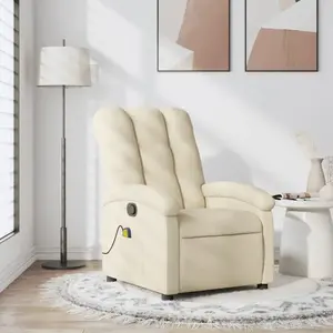 vidaXL Fauteuil de massage inclinable Crème Tissu pas cher