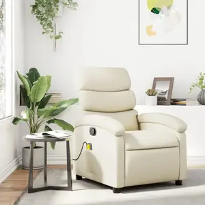 vidaXL Fauteuil inclinable de massage Crème Similicuir pas cher