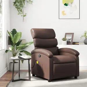 vidaXL Fauteuil de massage inclinable Marron Similicuir pas cher