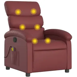 vidaXL Fauteuil de massage inclinable Rouge bordeaux Similicuir pas cher