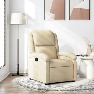 vidaXL Fauteuil inclinable Crème Tissu pas cher