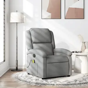 vidaXL Fauteuil de massage inclinable Gris clair Tissu pas cher