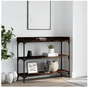 vidaXL Table console avec étagères chêne fumé 100x30x80 cm pas cher