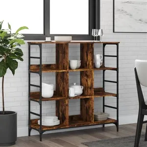 vidaXL Buffet chêne fumé 102x32x103,5 cm bois d'ingénierie pas cher