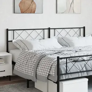 vidaXL Tête de lit métal noir 200 cm pas cher