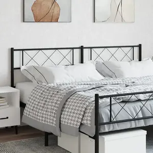 vidaXL Tête de lit métal noir 160 cm pas cher