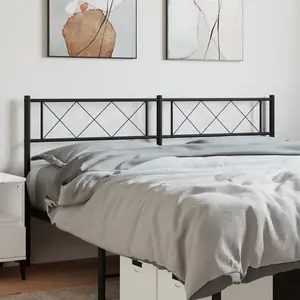 vidaXL Tête de lit métal noir 135 cm pas cher