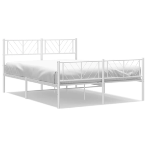 vidaXL Cadre de lit métal avec tête de lit/pied de lit blanc 150x200cm pas cher