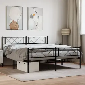 Comparateur de prix : vidaXL Cadre de lit métal avec tête de lit/pied de lit noir 140x190 cm