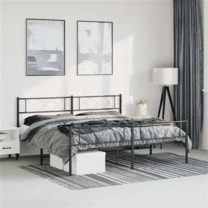vidaXL Cadre de lit métal avec tête de lit/pied de lit noir 183x213 cm