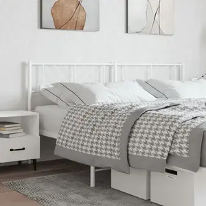 vidaXL Tête de lit métal blanc 180 cm pas cher