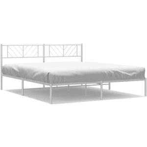 vidaXL Cadre de lit métal avec tête de lit blanc 183x213 cm pas cher