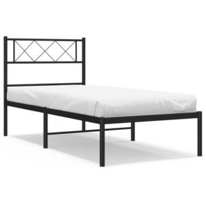 vidaXL Cadre de lit métal avec tête de lit noir 100x190 cm pas cher
