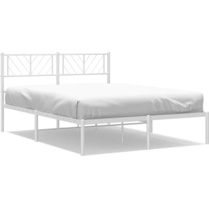 vidaXL Cadre de lit métal avec tête de lit blanc 140x200 cm pas cher
