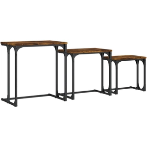 vidaXL Tables basses gigognes 3 pcs chêne fumé bois d'ingénierie pas cher
