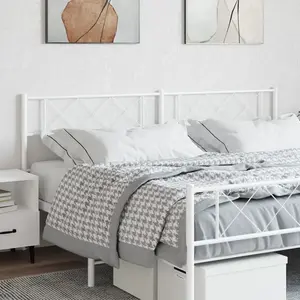 vidaXL Tête de lit métal blanc 180 cm pas cher