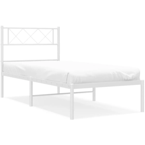 vidaXL Cadre de lit métal avec tête de lit blanc 135x190 cm pas cher