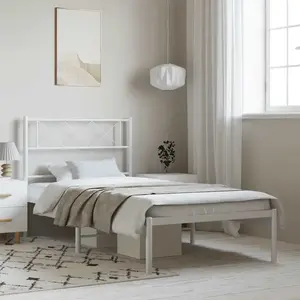 vidaXL Cadre de lit métal avec tête de lit blanc 100x200 cm pas cher