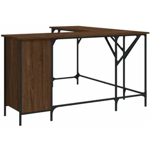 vidaXL Bureau chêne marron 141x141x75 cm bois d'ingénierie pas cher