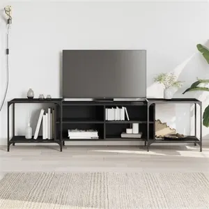 vidaXL Meuble TV noir 203x37x50 cm bois d'ingénierie pas cher