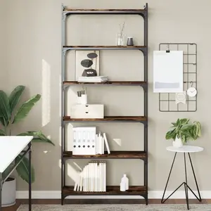vidaXL Bibliothèque 6 niveaux chêne fumé 80x30x188cm bois d'ingénierie pas cher