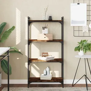 vidaXL Bibliothèque 4 niveaux chêne fumé 60x30x120cm bois d'ingénierie pas cher