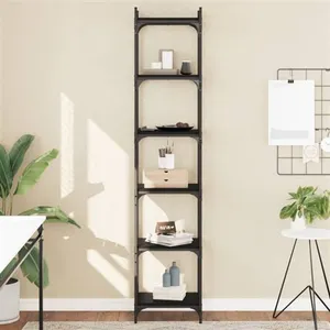 vidaXL Bibliothèque 6 niveaux noir 40x30x188 cm bois d'ingénierie pas cher