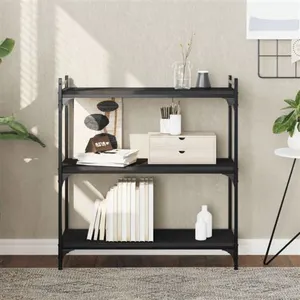 vidaXL Bibliothèque à 3 niveaux noir 80x30x86 cm bois d'ingénierie pas cher