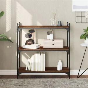 vidaXL Bibliothèque 3 niveaux chêne brun 80x30x86 cm bois d'ingénierie