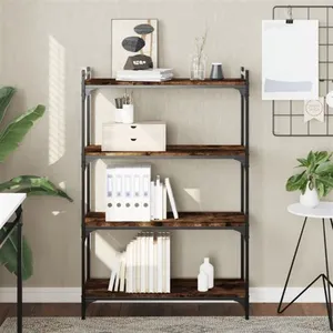 vidaXL Bibliothèque 4 niveaux chêne fumé 80x30x120cm bois d'ingénierie pas cher