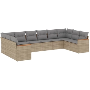 vidaXL Salon de jardin et coussins 10 pcs mélange beige résine tressée pas cher