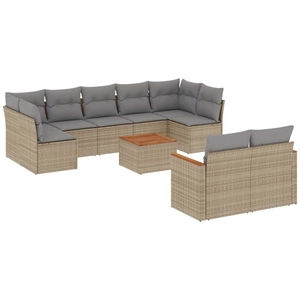 vidaXL Salon de jardin et coussins 10 pcs mélange beige résine tressée pas cher