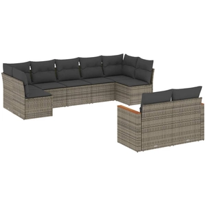 vidaXL Salon de jardin avec coussins 10 pcs gris résine tressée pas cher