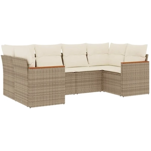 vidaXL Salon de jardin avec coussins 6 pcs beige résine tressée pas cher