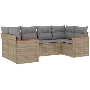 vidaXL Salon de jardin avec coussins 6pcs mélange beige résine tressée pas cher