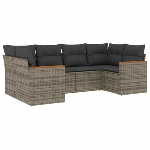 vidaXL Salon de jardin 6 pcs avec coussins gris résine tressée pas cher