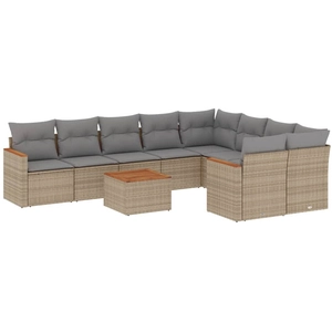 vidaXL Salon de jardin avec coussins 9pcs mélange beige résine tressée pas cher
