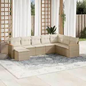 vidaXL Salon de jardin avec coussins 8 pcs beige résine tressée pas cher