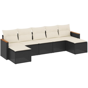 vidaXL Salon de jardin 8 pcs avec coussins noir résine tressée pas cher