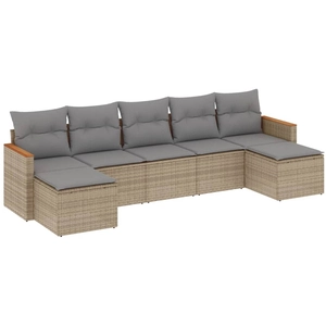 vidaXL Salon de jardin avec coussins 8pcs mélange beige résine tressée pas cher